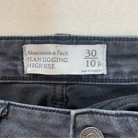 Abercrombie & Fitch Black High Rise Jean Legging Women’s 10R (30) Skinny Stretch - Picture 7 of 9